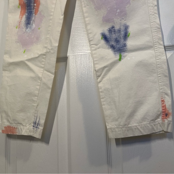 J.Crew White Paint Splatter Straight Leg Pants Size 28 Artistic Custom - Picture 7 of 7